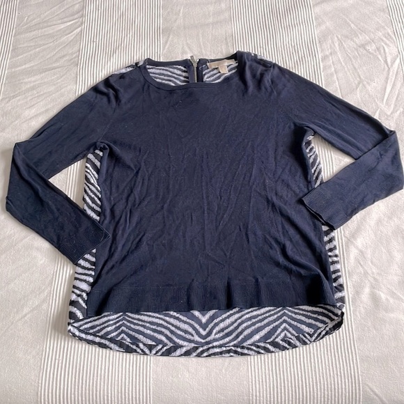 Michael Michael Kors Zebra Print Mixed Media Top Size Medium - Picture 1 of 6